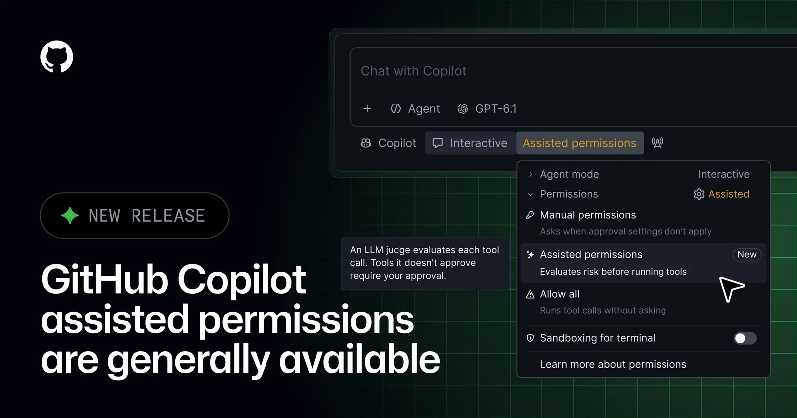 GitHub brings AI-assisted permissions to general availability — image from GitHub
