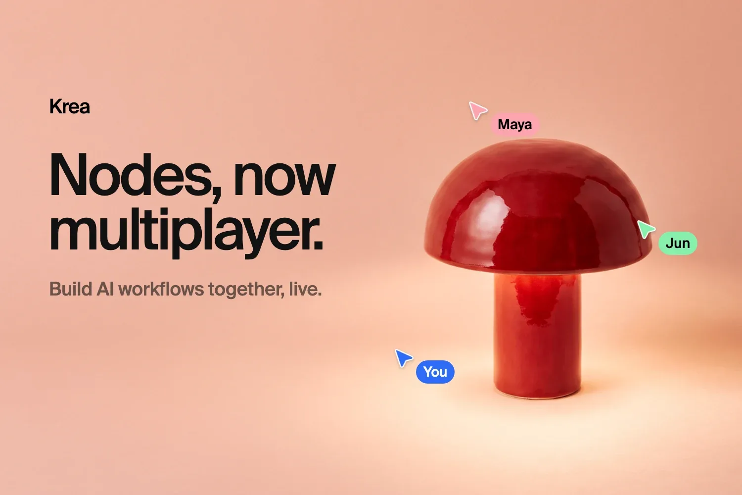 Krea releases multiplayer nodes for live AI workflow co-editing — image from Krea