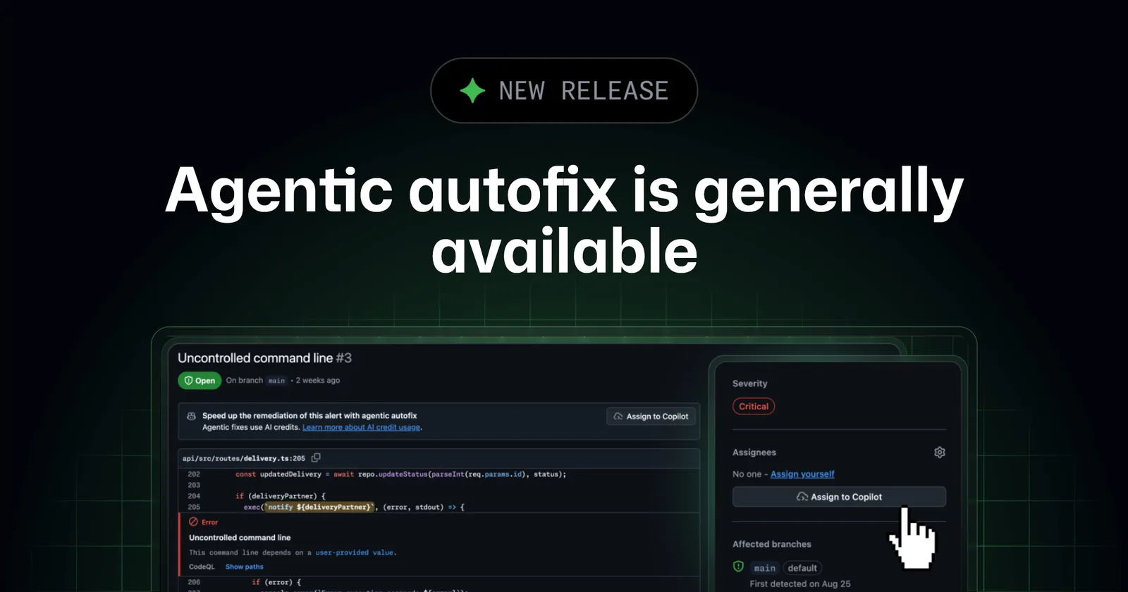 GitHub makes agentic autofix for code scanning alerts generally available — image from GitHub
