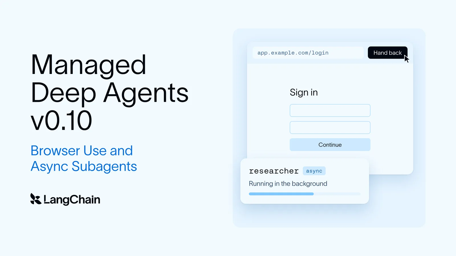 LangChain releases Managed Deep Agents v0.10 with browser use and async AI subagents — image from LangChain